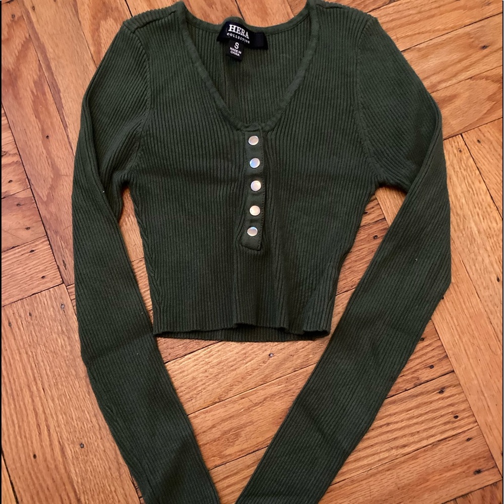 Green Bottom Down Crop Top